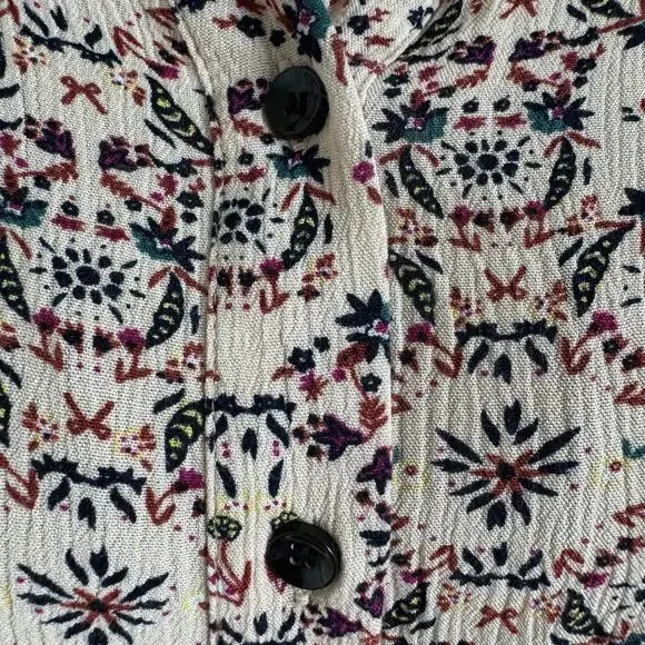 Natural Life Cream Floral Boho Chic Button Down Top Small- Cottagecore - Picture 6 of 10